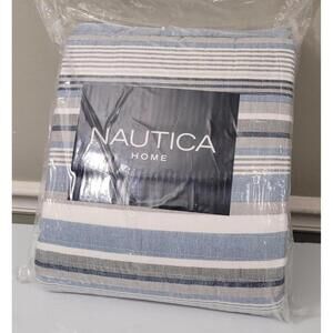 Nautica Home Jettison Grey Blue Strip Twin Quilt Sham Set